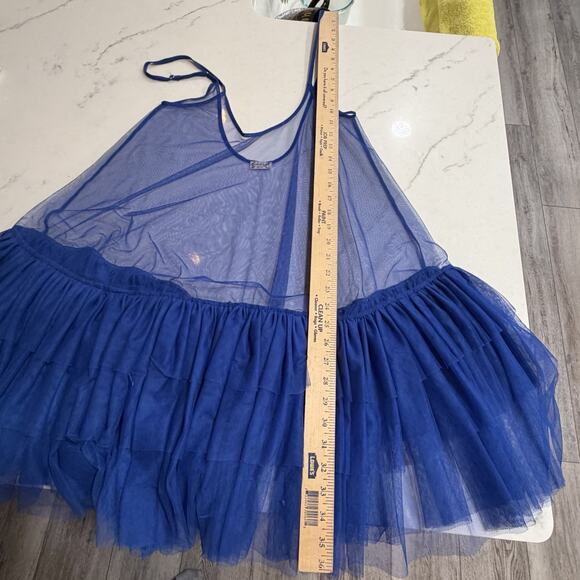 Free People Intimately Push Send Mini Slip Tutu Tulle Dress Royal Blue Coquette - Picture 9 of 12